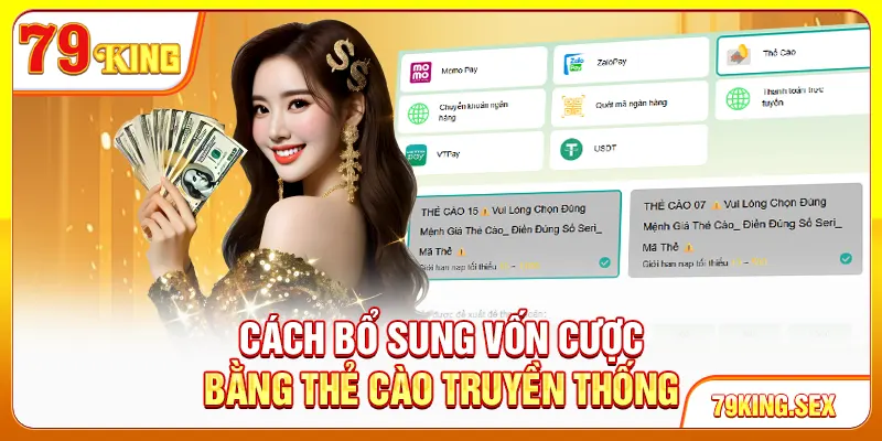 Cách bổ sung vốn cược bằng thẻ cào truyền thống